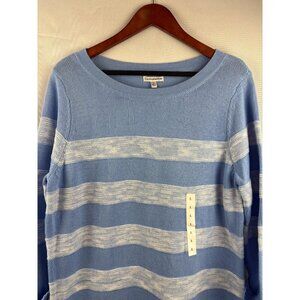 Croft & Barrow Womens Cotton Blue & White Striped Sweater Large